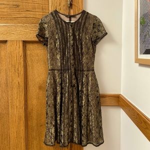 BCBG Max Azria Gold and Black Lace Dress